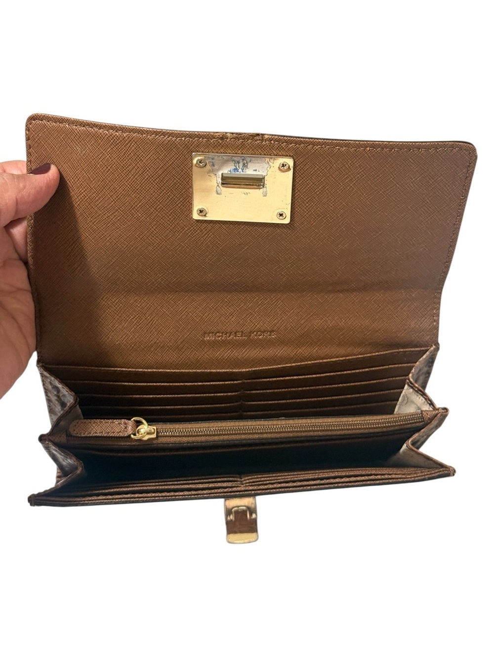 Michael Kors Brown Croc-Embossed Leather Wallet in good condition - Picture 11 of 16